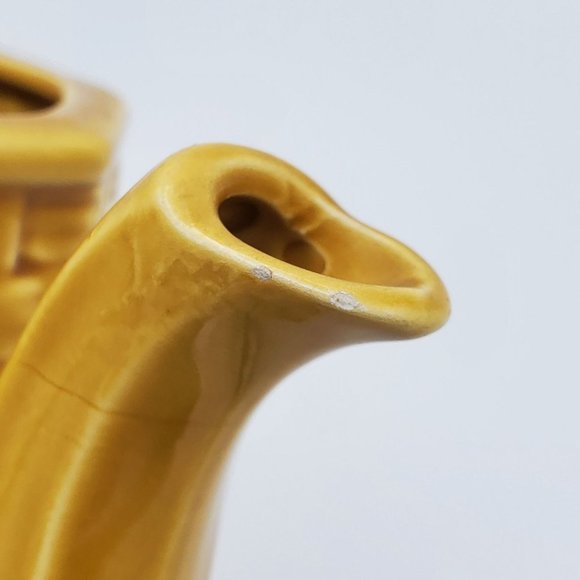 Mustard Yellow Basket Woven Glazed Decorative Tea Pot Cottagecore - Picture 11 of 13